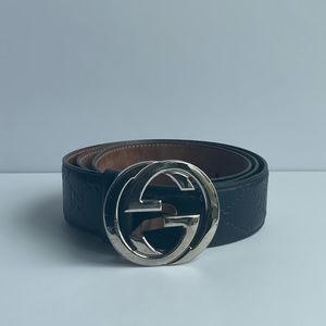 Men’s Navy Gucci Monogram Belt